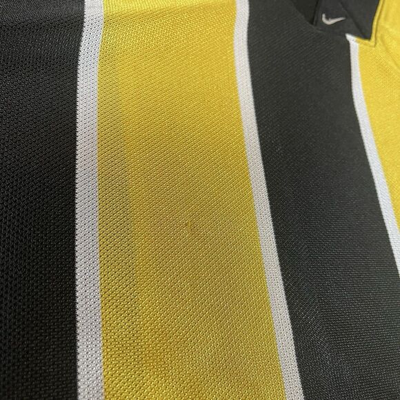 Vintage Nike Soccer Jersey Yellow Black Striped Center Swoosh Size M 90s Team - Picture 14 of 16